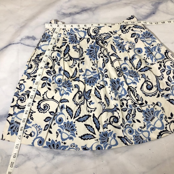 LOFT White & Blue Floral Paisley Pleated Skirt - Picture 3 of 8